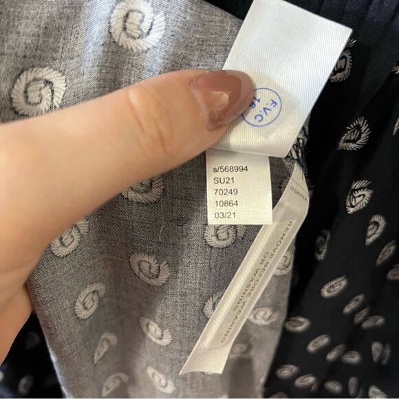 NWOT LOFT Navy Ocean Shell Smocked Pockets Ruffle Midi Tank Dress - Picture 13 of 15